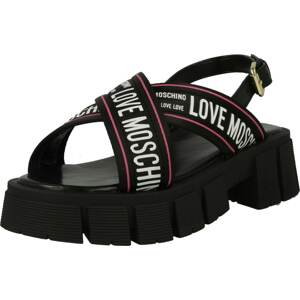 Love Moschino Páskové sandály starorůžová / černá / bílá