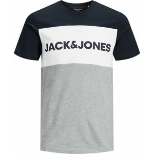 Tričko jack & jones modrá / šedá / bílá