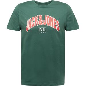 Tričko 'CIRCLE' jack & jones tmavě zelená / červená
