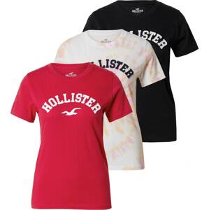Tričko Hollister meruňková / červená / černá / bílá