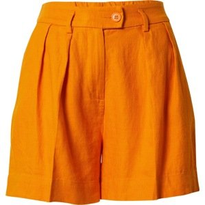 Kalhoty se sklady v pase Sisley oranžová