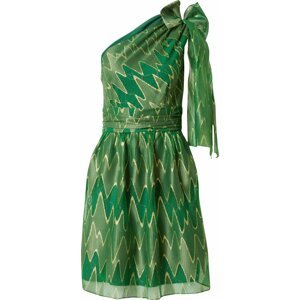 Koktejlové šaty SWING zlatá / khaki / trávově zelená