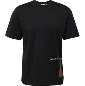 Tričko Calvin Klein šedá / červená / černá