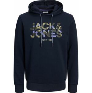 Mikina 'James' jack & jones námořnická modř / khaki / olivová / světle fialová