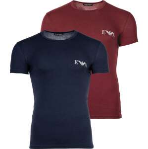 Tričko Emporio Armani marine modrá / vínově červená / bílý melír