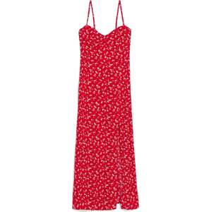 Letní šaty Bershka červená / bílá