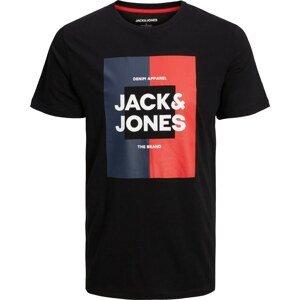 Tričko 'Oscar' jack & jones marine modrá / světle červená / černá / bílá