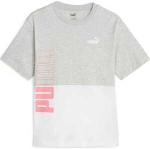 Funkční tričko Puma šedý melír / světle růžová / bílá