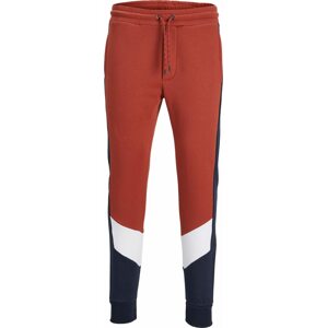 Kalhoty jack & jones námořnická modř / rezavě červená / bílá