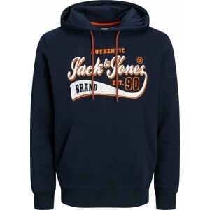 Mikina 'EMETT' jack & jones námořnická modř / oranžová / bílá