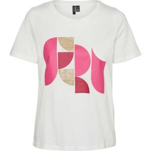 Tričko 'CONNIE' Vero Moda zlatá / pink / pitaya / bílá