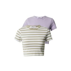 Cotton On Tričko khaki / světle fialová / bílá