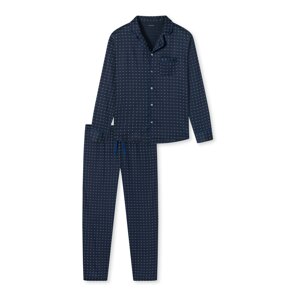 SCHIESSER Pyžamo dlouhé svítivě modrá / tmavě modrá / šedá / bílá