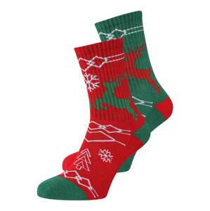 Urban Classics Ponožky 'Fancy X-Mas'  tmavě zelená / červená / bílá