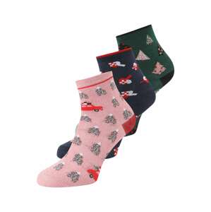PIECES Ponožky 'Allo'  námořnická modř / šedá / tmavě zelená / růžová