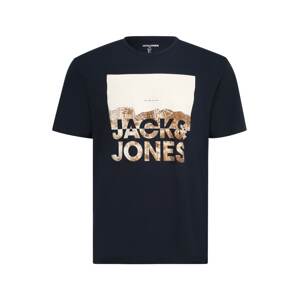 Jack & Jones Plus Tričko 'ALFIE'  béžová / námořnická modř / hnědá