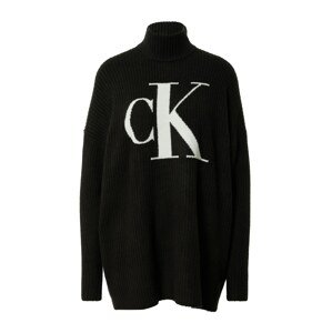Calvin Klein Jeans Maxi svetr černá / bílá
