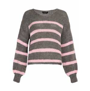 SASSYCLASSY Maxi svetr  tmavě šedá / pink