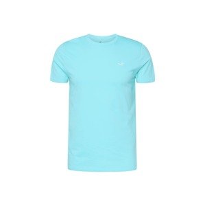 HOLLISTER Tričko aqua modrá / bílá