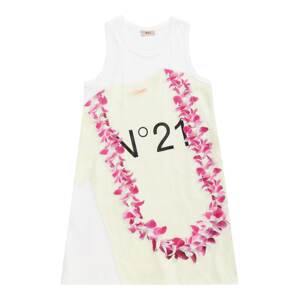 N°21 Šaty pastelově žlutá / pink / černá / bílá