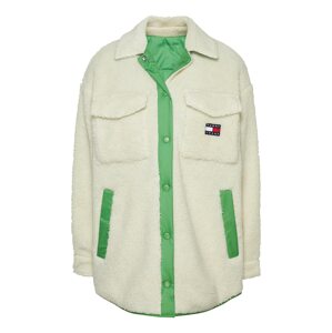 Tommy Jeans Přechodná bunda zelená / bílá