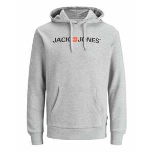 JACK & JONES Mikina šedý melír / oranžová / černá