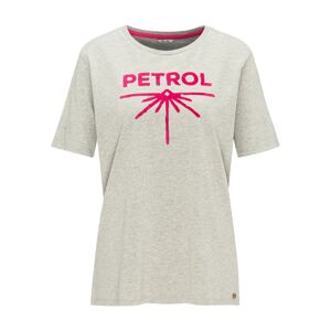 Petrol Industries Tričko  tmavě růžová / šedý melír
