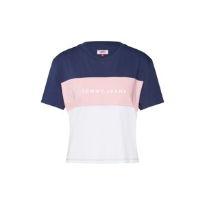 Tommy Jeans Tričko  růžová / bílá / modrá