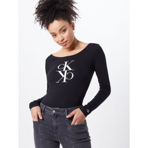 Calvin Klein Jeans Tričko 'MIRRORED MONOGRAM BODY'  černá