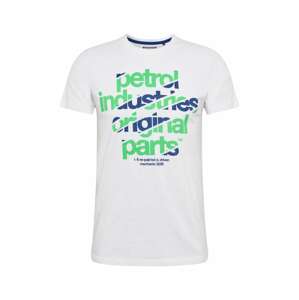 Petrol Industries Tričko  bílý melír / světle zelená / tmavě modrá