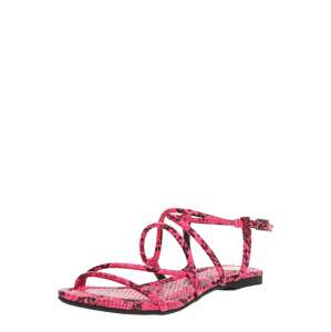 BUFFALO Páskové sandály  černá / svítivě růžová