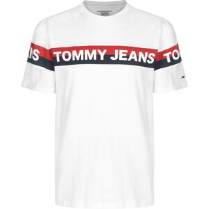 Tommy Jeans Tričko ' Double Stripe Logo '  bílá