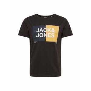 JACK & JONES Tričko 'Dope'  černá / bílá / oranžová