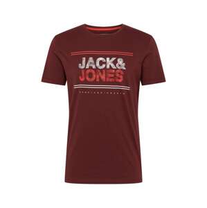 JACK & JONES Tričko 'STAR'  červená / bílá / vínově červená