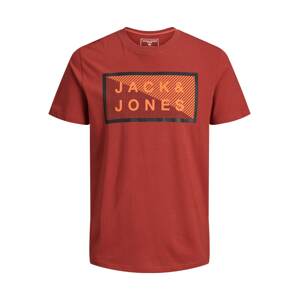 JACK & JONES Tričko 'JCOSHAWN'  černá / pastelově červená / jasně oranžová