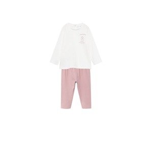 MANGO KIDS Pyžamo 'Bunny'  světle růžová / bílá