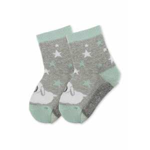 STERNTALER Ponožky  šedý melír / pastelově zelená / bílá