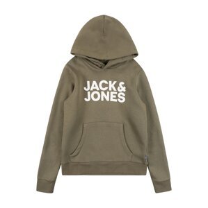 Jack & Jones Junior Mikina  tmavě zelená / bílá