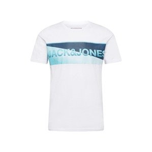 JACK & JONES Tričko 'JENSON'  bílá / marine modrá / světlemodrá