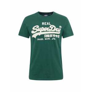 Superdry Tričko 'Chenille'  zelená / bílá