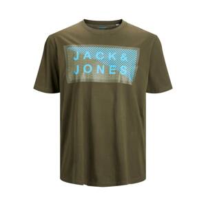 Jack & Jones Plus Tričko 'Shawn'  zlatá / tyrkysová / khaki