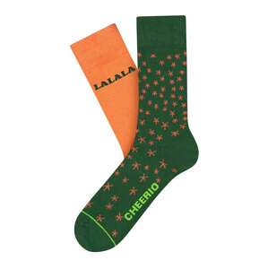CHEERIO* Ponožky 'LALA HEAVEN'  oranžový melír / tmavě zelená / červená