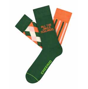 CHEERIO* Ponožky 'JINGLE SCHLINGLES'  tmavě zelená / oranžová / krémová / růžová