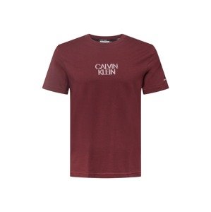Calvin Klein Tričko  vínově červená / bílá