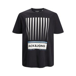 Jack & Jones Plus Tričko 'Booster'  černá / bílá / kouřově modrá
