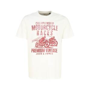 Jack & Jones Plus Tričko 'VINTAGE MOTOR'  přírodní bílá / krvavě červená