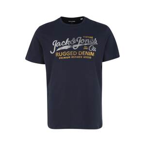 Jack & Jones Plus Tričko 'BOOSTER'  námořnická modř / bílá / oranžová