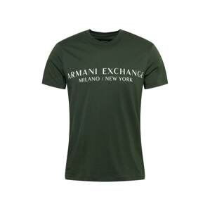 ARMANI EXCHANGE Tričko  tmavě zelená / bílá