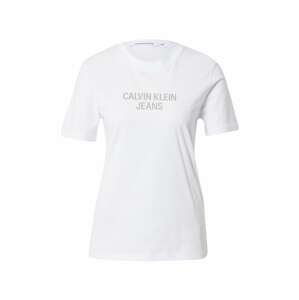 Calvin Klein Jeans Tričko šedá / bílá