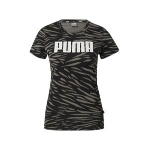 PUMA Funkční tričko  černá / khaki / bílá